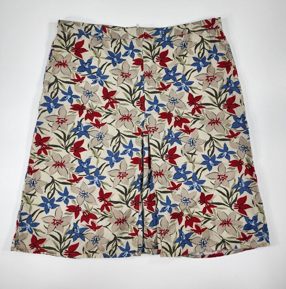 Vintage White Stag Skirt Womens 18 100% Cotton Skirt Floral Print Y2K